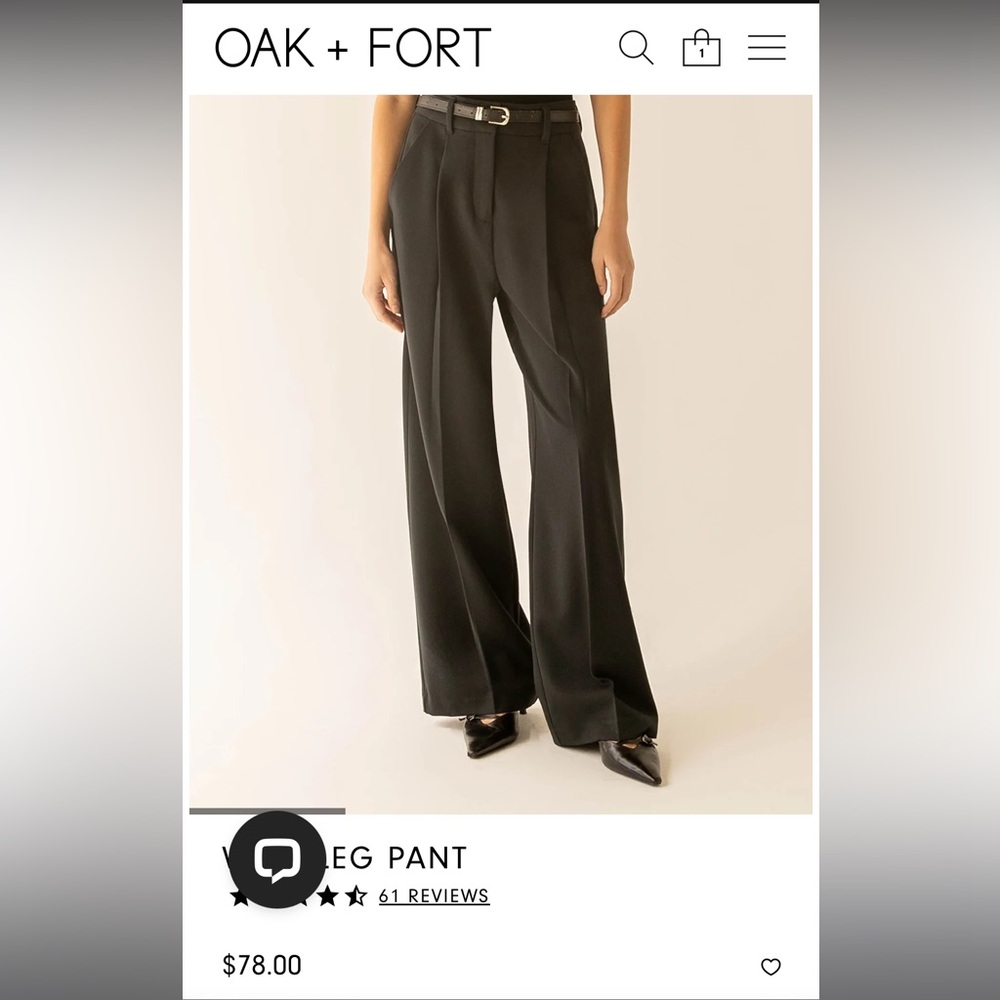Oak+fort Black high waisted wide leg pants size 4